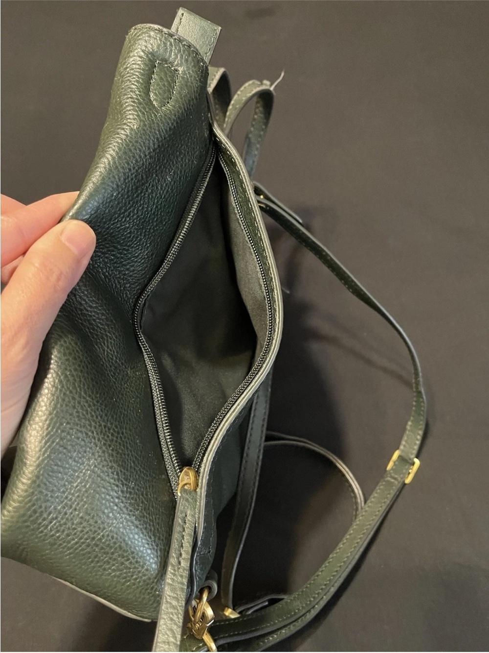 Fossil Women's Parker Leather Convertible Backpack Purse Handbag EUC Dark Green - Picture 3 of 9